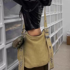 Cyflymder  Vintage Punk Grunge Y2k Aesthetic Underarm Bag Korean High-capacity Fashion Casual Crossbody Bags Streetwear Shoulder Handbags