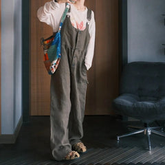 Cyflymder  Wide Leg Overalls Women Vintage High Waist Pockets Straight Jumpsuit American Style Baggy Casual Cargo Pants Streetwear