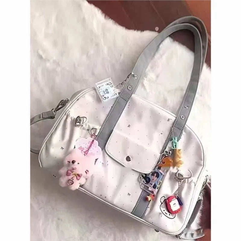 Cyflymder  Harajuku White Ita Bag Women Japanese Style Transparent Tote Bag Large Capacity Jk Handbag Female Sweet Cute Shoulder Bags 2025