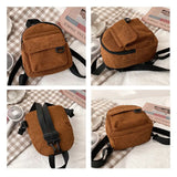 Cyflymder Fashion Women Mini Backpack Corduroy Handbags Simple Solid Color Backpacks Student Bookbags Traveling Backpacks