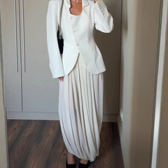 Cyflymder  Bust Skirt Spring and Summer New Temperament Pleated Split Skirt