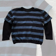Cyflymder  Oversized Striped Knit Sweater Men Women Layer Long Sleeve Pullover Harajuku Streetwear Loose Crew Jumper Y2K Casual Knitted Top