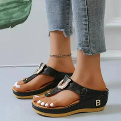 Cyflymder  Summer Sandals Women Big Size Platform Wedges Sandals Slippers Non-Slip Open Toe Flip Flops Ladies Comfortable Beach Shoes