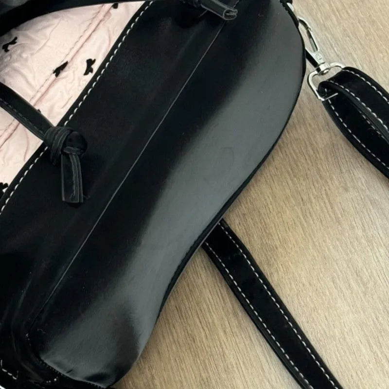 Cyflymder  Lolita Black Pink Bow Ruffled Backpack Women Girls Compact Sweet Edgy Commuter Versatile Rucksack Ladies Elegant Mochilas Mujer