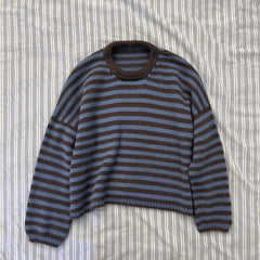 Cyflymder  Women Stripes Blue and Brown Pullover Vintage Minimalist Y2K Clothing Aesthetic Darkwave Knitwear emo Loose Long Sleeve Sweater