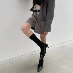 Cyflymder  Summer Pointed Toe Women Sandals Black Fashion Shallow Singbacks Shoes Design Style Low Heels Banquet Party Sandals