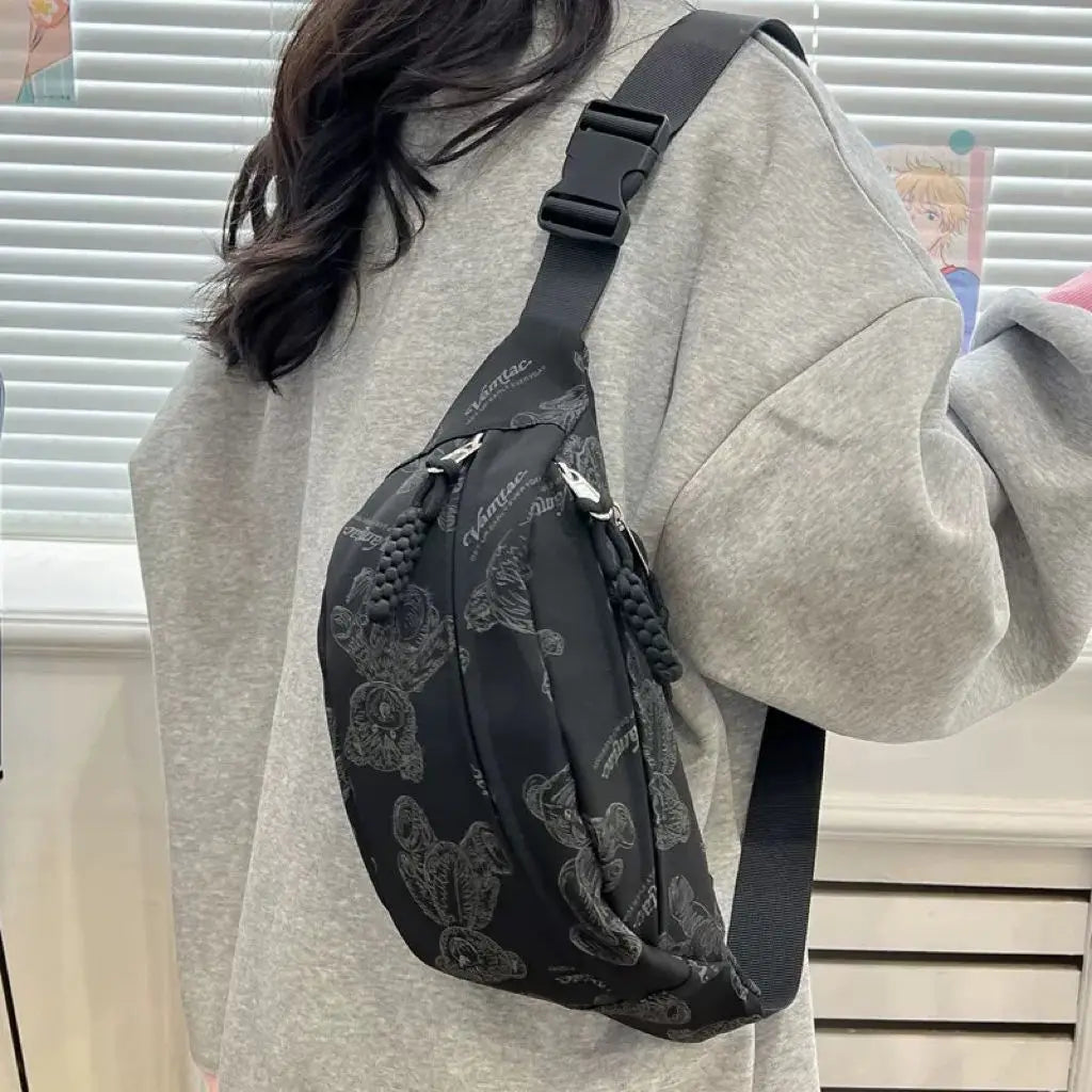 Cyflymder  Cute Little Bear Girl Student Chest Bag, Female Korean Edition Casual Crossbody Bag, Simple and Versatile Waist Bag