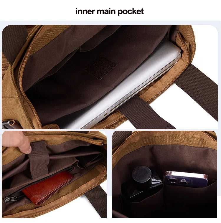 Cyflymder  Men Canvas Messenger Bag Camping Crossbody Bags Sling Shoulder Bag for Travel Work College Reto Men's School Handbags Briefcase