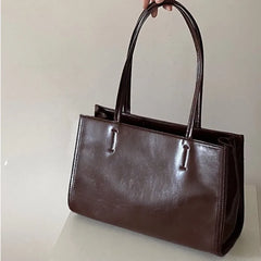 Cyflymder  Korean Solid Patent Leather Bright Surface Tote Bag Fashion Large Capacity Commuter Shoulder Bag WomenCasual Handbag Elegant New