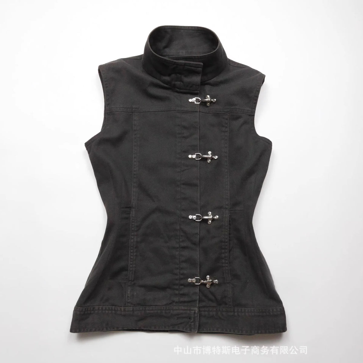 Cyflymder  New High Street Fashion Popular Stand Colaar Sleeve Vest Y2k Aesthetic Single Breasted Sweet Cool Women Clothes Vintage Tops