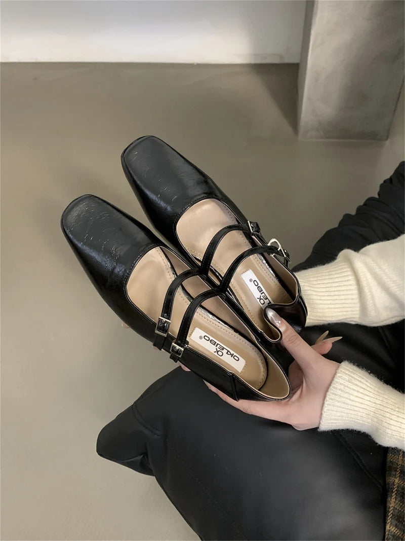 Cyflymder  Summer New Crystal Women Mary Jane Shoes Fashion Shallow Double Buckle Low Heel Shoes Ladies Elegant Outdoor Office Shoes