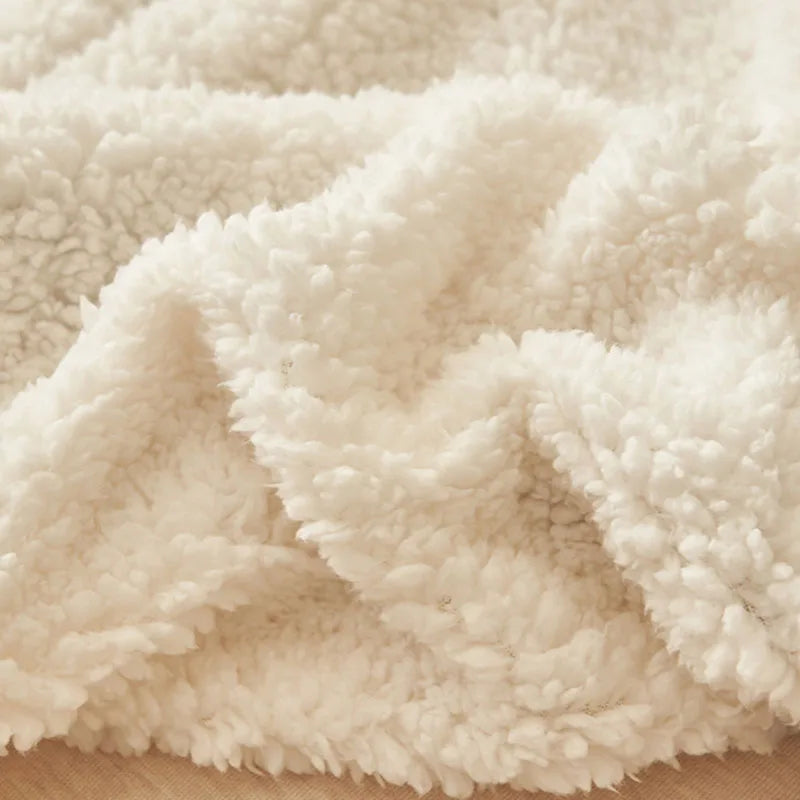 Cyflymder  European 3D Carved Milk Velvet Winter Blanket Thickened Lamb Wool Blanket for Living Room Sofa Soft Warm Nap Quilt for Office