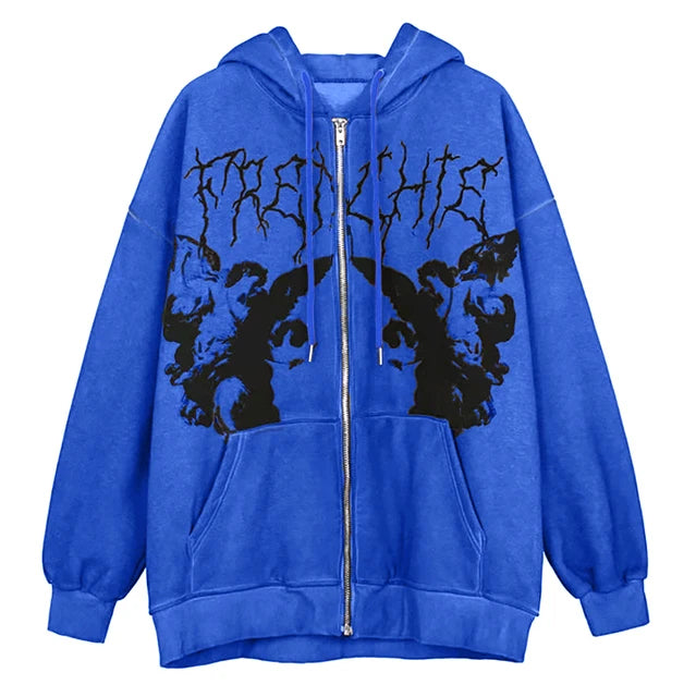 Cyflymder  plus Size Y2K Hoodie Zip up Sweatirt Women's Printing Jaet Casual Comfortable Polyester Cotton Long Sve Sweatirt