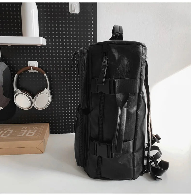 Cyflymder  Travel Backpack Gym Fitness Bag Women Men PU Large Capacity Training College Students Schoolbag Sports Laptop Vintage Daypack