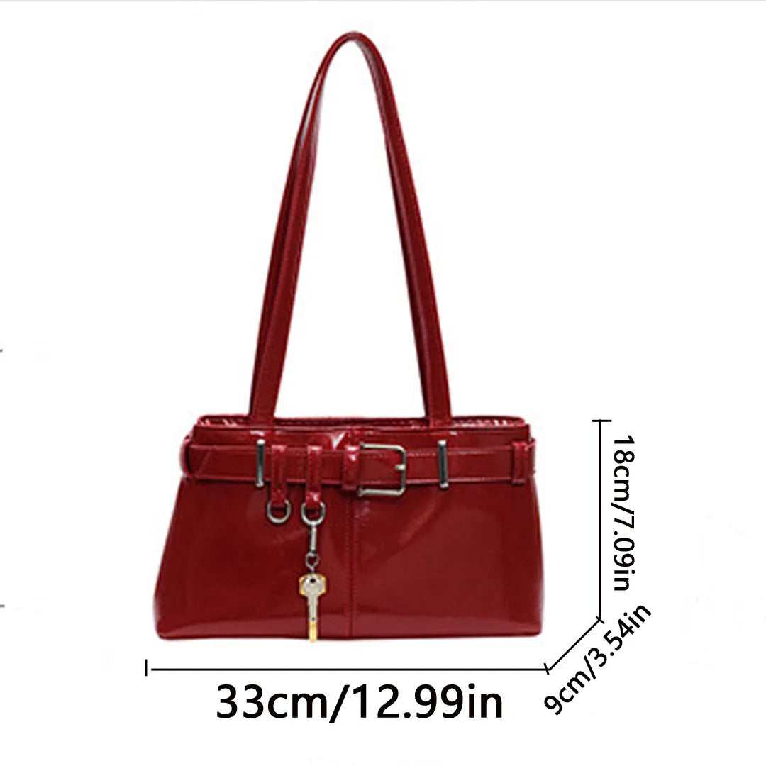 Cyflymder  Retro belt buckle motorcycle armpit shoulder bag 2025 new large capacity fashionable temperament women's commuting tote bag tren