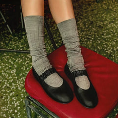 Cyflymder  Elastic Band Elegant Ballet Flats Shoes Women PU Leather Round Toe Black Mary Janes Shoes Ladies Casual Comfortable Soft Loafers