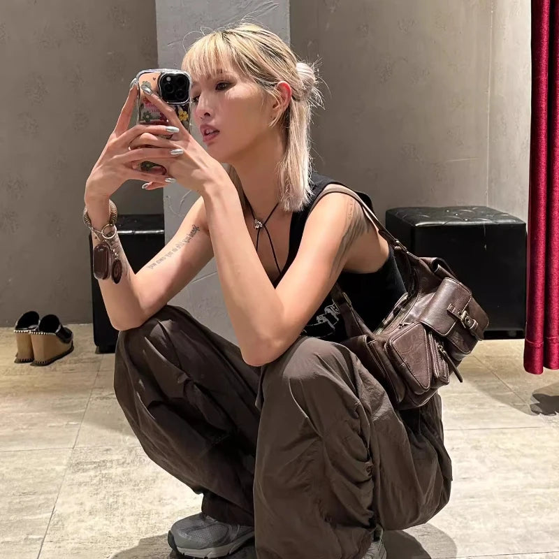 Cyflymder  Vintage Y2k Aesthetic Zipper Pockets Underarm Bag Punk Cool Women Trendy Handbags Luxury Design Streetwear Female Shoulder Bags