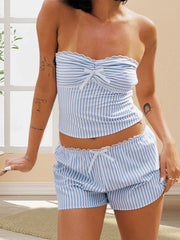 Cyflymder  Women s Casual Tie Dye Lounge Set Sleeveless Off Shoulder Crop Tops and Shorts Pajama Sleepwear Sets for Summer