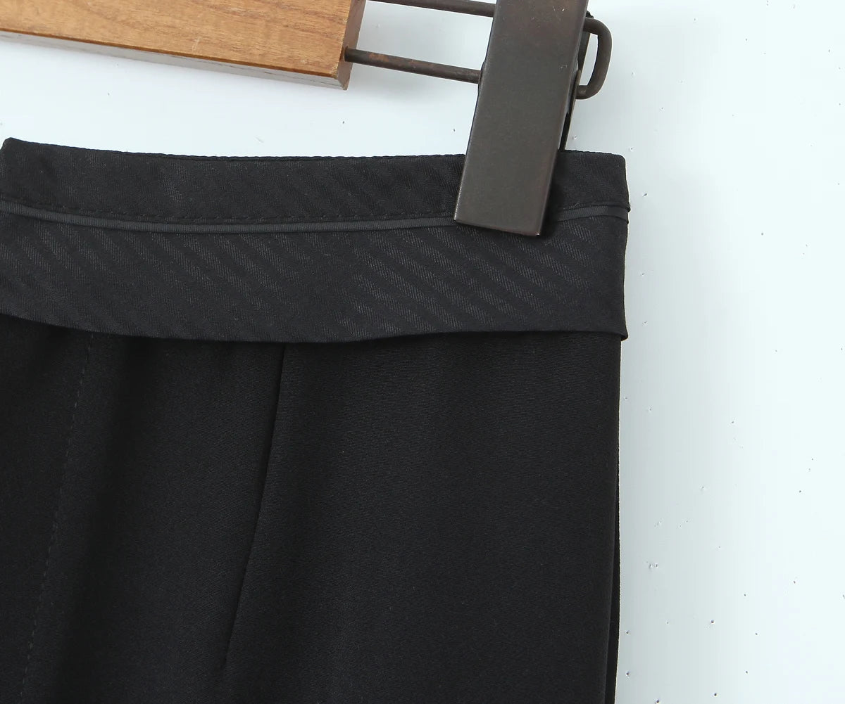 Cyflymder  Sexy Black Front Slit Midi Pencil Skirt Women Spliced High Waist Package Hips Skirts
