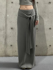 Cyflymder  Autumn Y2k Sexy Slim Solid All Match Low Waist Bandage Slight Strech Skirts