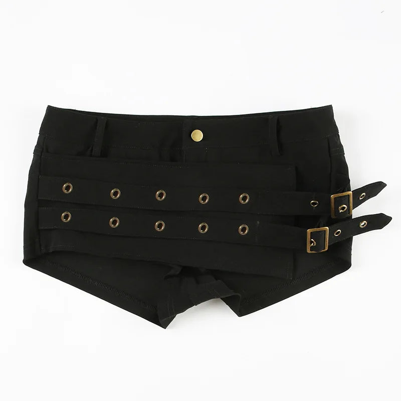 Cyflymder  Sexy Slim Fit Waist Bule Super ort Pants Asymmetric Street Sle Low Waist Tee-quarter Length Thin Fabric Summer Faion
