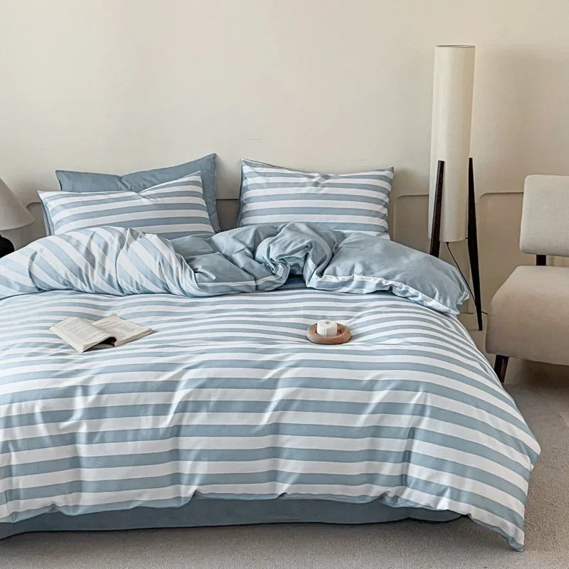 Cyflymder  Fashion Geometric Pattern Printed Fitted Sheet Style Bedclothes Cotton Soft Skin Friendly Bedding Set King Queen Bed Comfort Set