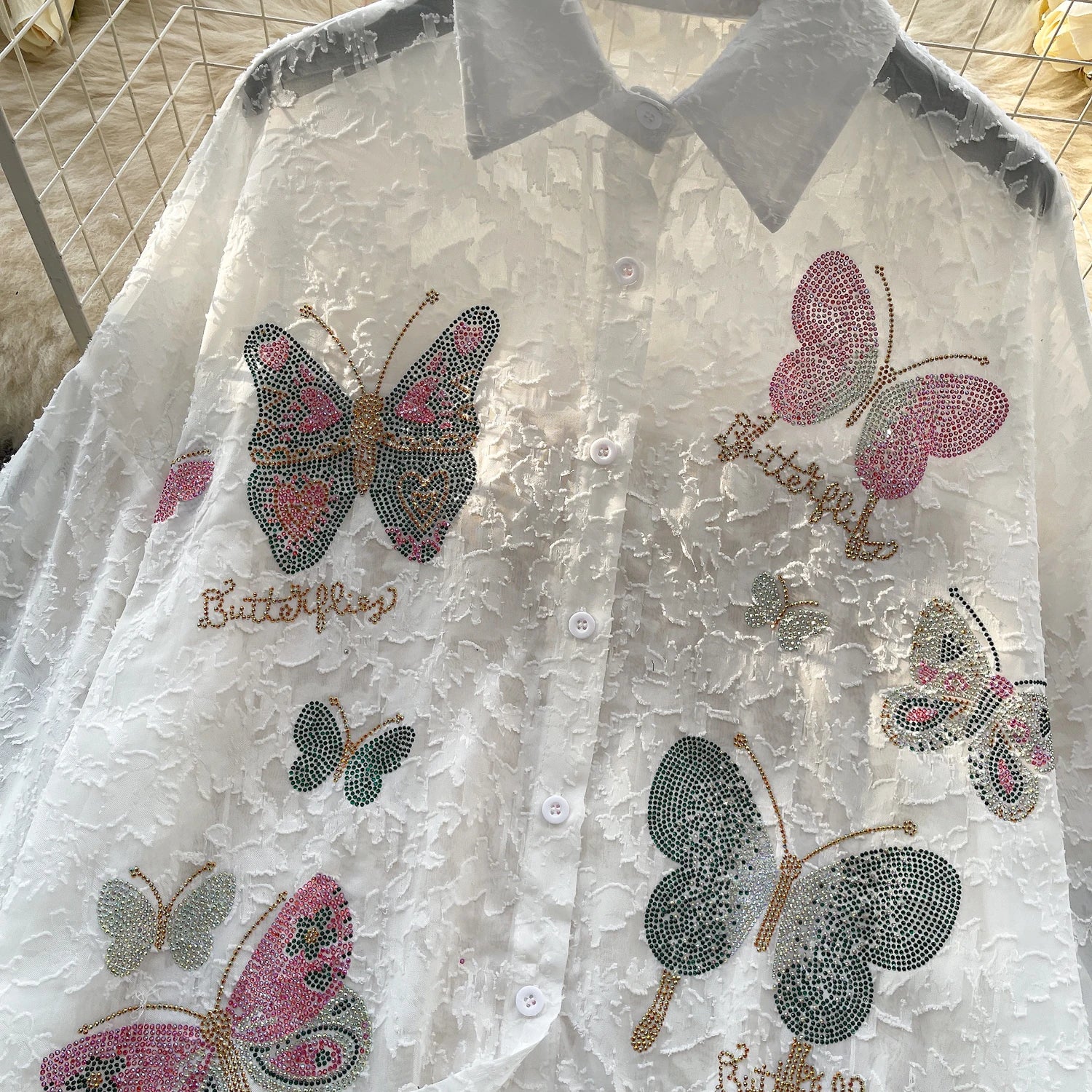 Cyflymder  Ele Vintage Bubble Sve irt Women's Loose Embroidered Me Top Spring Faionable Commute Sle Korean Version