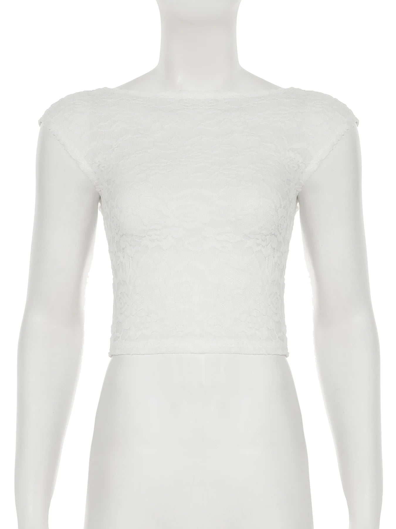 Cyflymder  Holiday Slim Lace Backless Bandage Cropped T-Shirt See Through Sexy O-Neck Short Sleeve Tees Women 2025 Summer Fashion