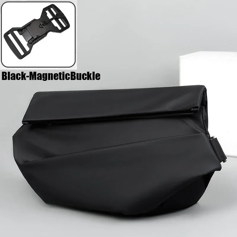 Cyflymder Premium Waterproof Magnetic Buckle Crossbody Bag Personality Fashion Men Messenger Bag Black Minimalist Shoulder Bags Men Bag