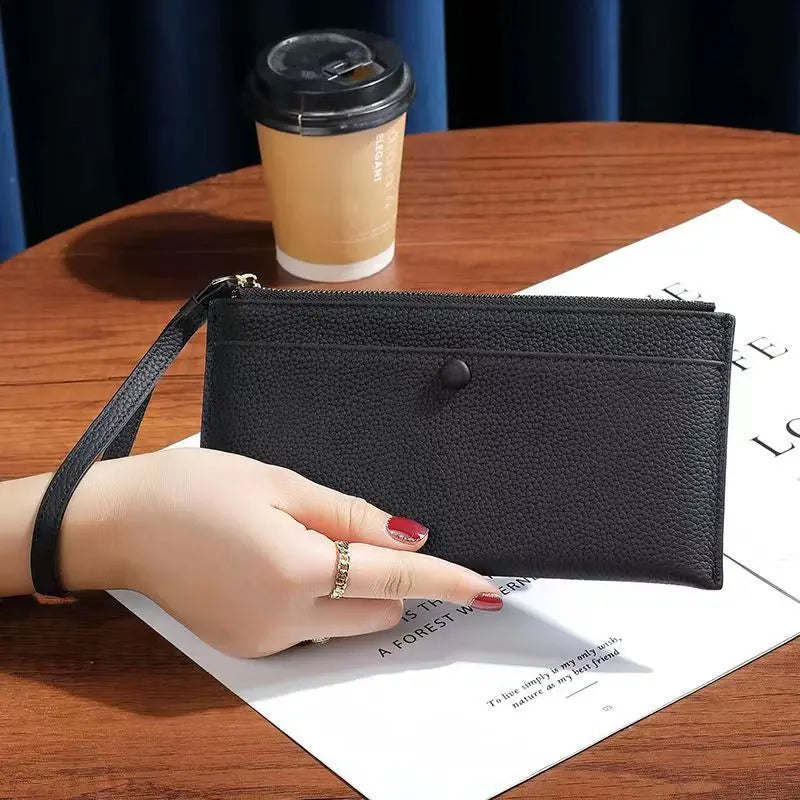 Cyflymder  Genuine Leather Women Long Wallet Female Wallets Ladies Clutch Cow Leather Coin Purse Credit Card Holder Wrist phone purse