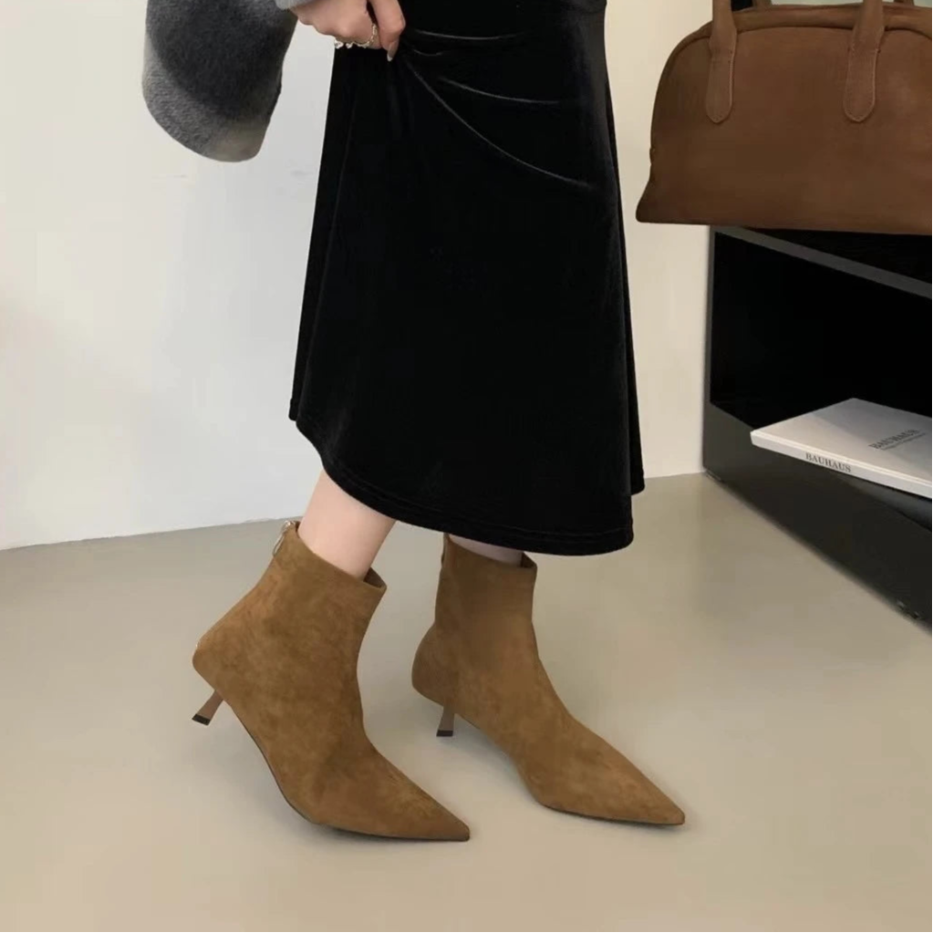 Cyflymder Winter New Brand Women Short Boots Fashion Pointed Toe Ladies Elegant Ankle Boots Thin High Heel Dress Pumps Shoe