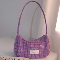 Cyflymder  Harajuku Purple Handbag Women Fragrance Style Knit Lightweight Y2k Underarm Bag Female Versatile Weave Shoulder Bags Aesthetic