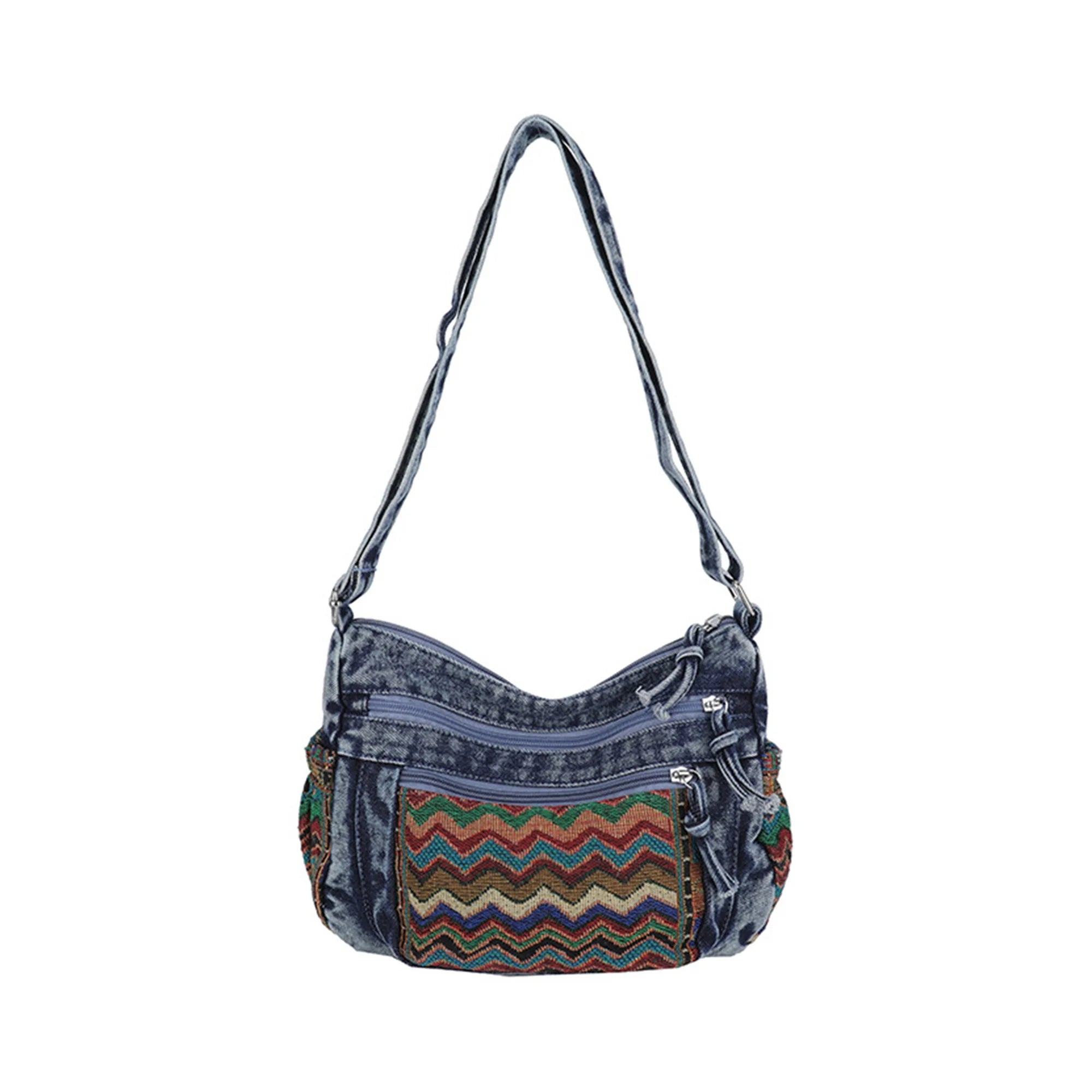 Cyflymder  Stylish Ethnic Print Tote Bag with Adjustable Strap for Women Casual Shoulder Handbag with Unique Pattern for Girls