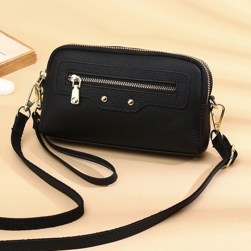 Cyflymder  Genuine Leather ladies Clutch wallet Wrist purse Cowhide Women Shoulder Bag Fashion Crossbody Bag for ladies Cell phone bag