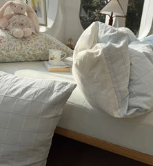 Cyflymder  Fresh fashion flower blue pink plaid bedding set,full queen king nordic simple cotton home textile sheet pillow case quilt cover
