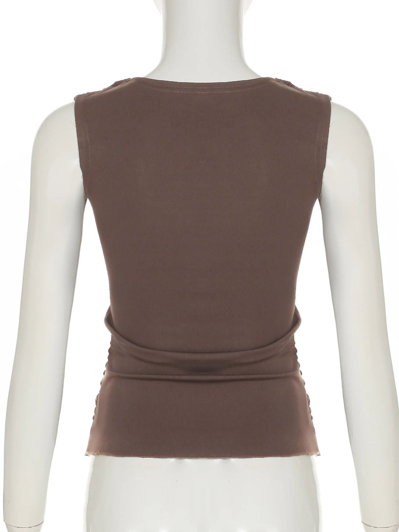 Cyflymder  Sexy Slim Folds Tank Tops Fake 2 Piece Elegant Bandage Hollow Out V-Neck Sleeveless Tops Women Summer Fashion Lady