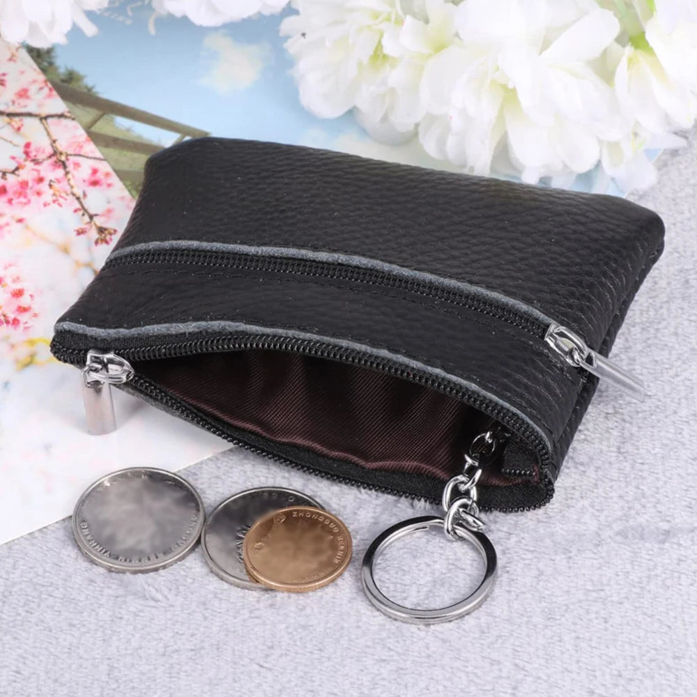 Cyflymder Leather 2 Zipper Coin Purse Wallet With Card Slots, Coin Organizer, Change Holder,Card Case, Leather Zipper Storage Bag for Men