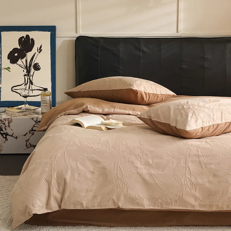 Cyflymder  Premium 100S Pure Cotton Jacquard Bedding Sets Luxury Skin Friendly Smooth Quilt Cover Kit Bed Linens for Adults and Children