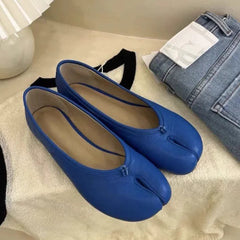 Cyflymder   New Split toe Pleated Soft Leather Women Ballet Flats Spring Summer Casual Walking Lazy Tabi Loafers Girls Dance Shoes