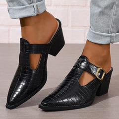 Cyflymder  Pointed Toe Designer Shoes Woman Women's Mules with 6.5cm High Heels Pumps Women Offers Summer Footwear Ladies Buckle Shoe
