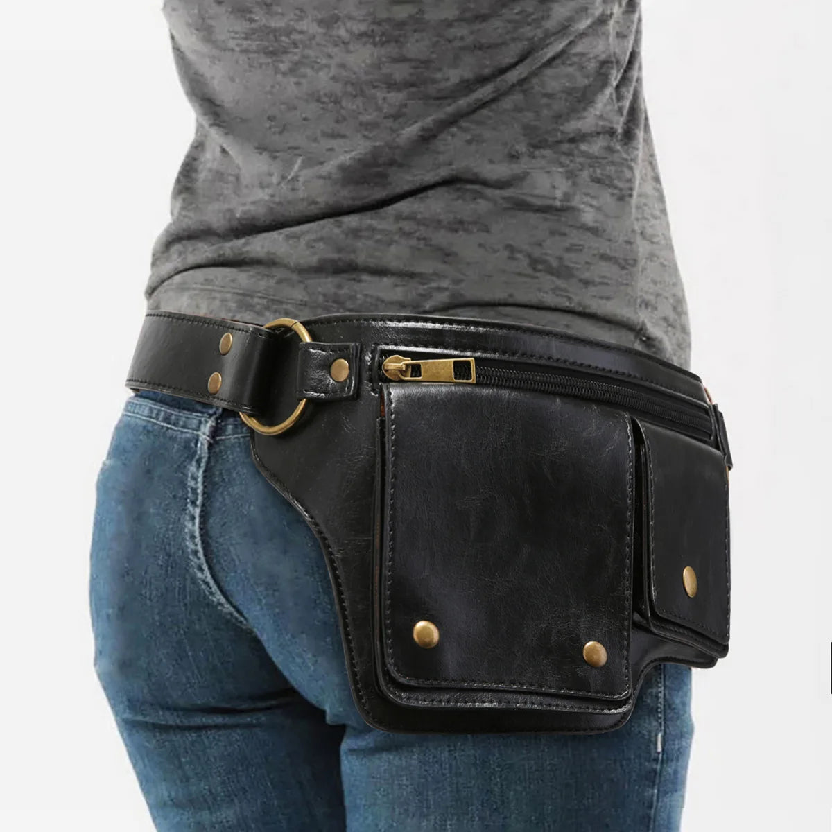Cyflymder  Chest Bag Adjustable Strap Multiple Card Slots Magnetic Closure Waist Bag for Mens Small Belt Fanny Pack Motor Riding Bag