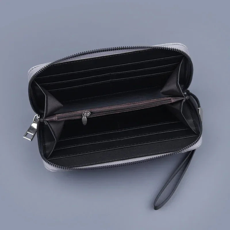 Cyflymder  Men Long Purse Simple Canvas Zipper Wallet Cellphone Handbag Business Multi Card Holder Male Wallet Case Money Card Bags