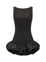 Cyflymder  Women Summer Mini Tank Dress Sleeveless Round Neck Solid Color  Bud Hem Dress