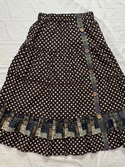 Cyflymder   Vintage Japanese Patchwork Plaid Print High Waist Button All Match A-LINE Skirts