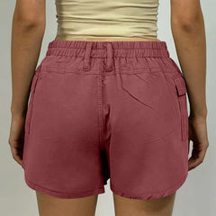 Cyflymder  Women's Straight-leg Denim Shorts (non-stretch), Trendy Cargo Denim Shorts, Solid Color High-waisted Shorts with Pockets