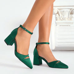 Cyflymder   Retro Style Pointed Toe Chunky Heel High Heels Women's Fashion Shoes Low Cut Large Size Single Shoes