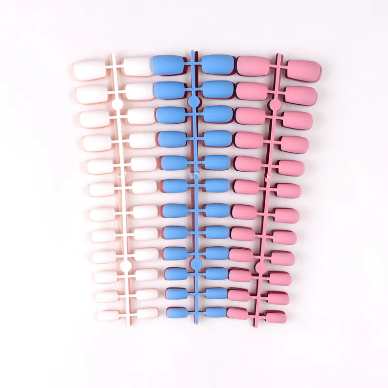 Cyflymder 24Pcs/Set Matte False Nails Glue Square Head Frosted Press On Fake Nail Tips Full Cover Artificial Fingernails Ballet Detachable