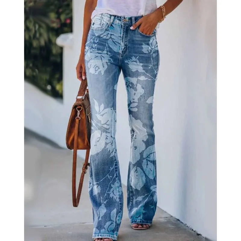 Cyflymder  New Arrival European American Plus Size Women Casual Pants Floral Print Thin Long Trousers Fashion Comfortable Loose Fit Summer