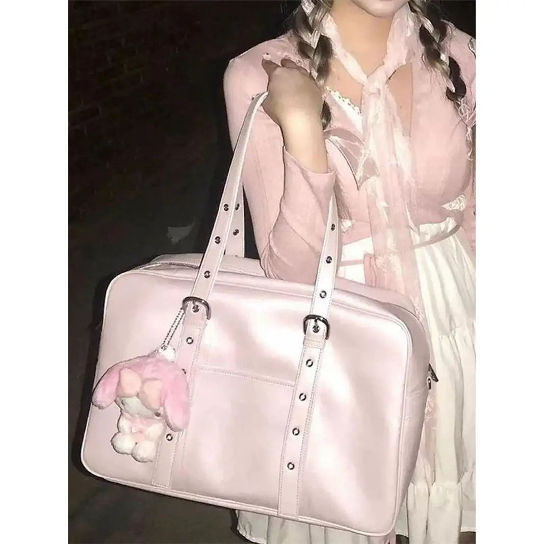 Cyflymder  Large Capacity Pink Bag Handbag Women Fashionable Pu Leather Pocket Y2k Shoulder Tote Bag Ladies College Style Bolsos De Mujer