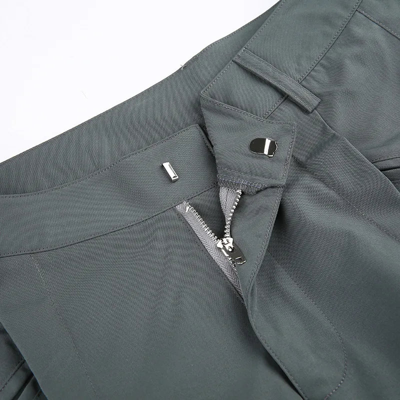 Cyflymder  American Retro Baggy Cargo Pants Y2K Streetwear Low-Waisted Wide Leg Trousers Female Fashion Big Pocket Straight Pants